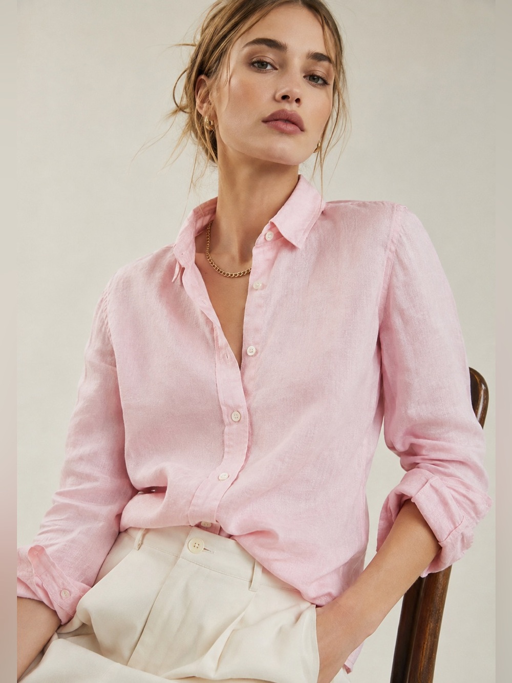 Baird McNutt for J.Crew Pink Irish Linen Button Front Shirt Women’s 00